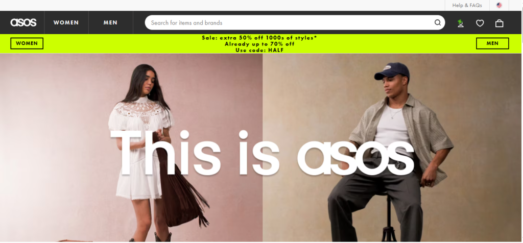 the official website of ASOS